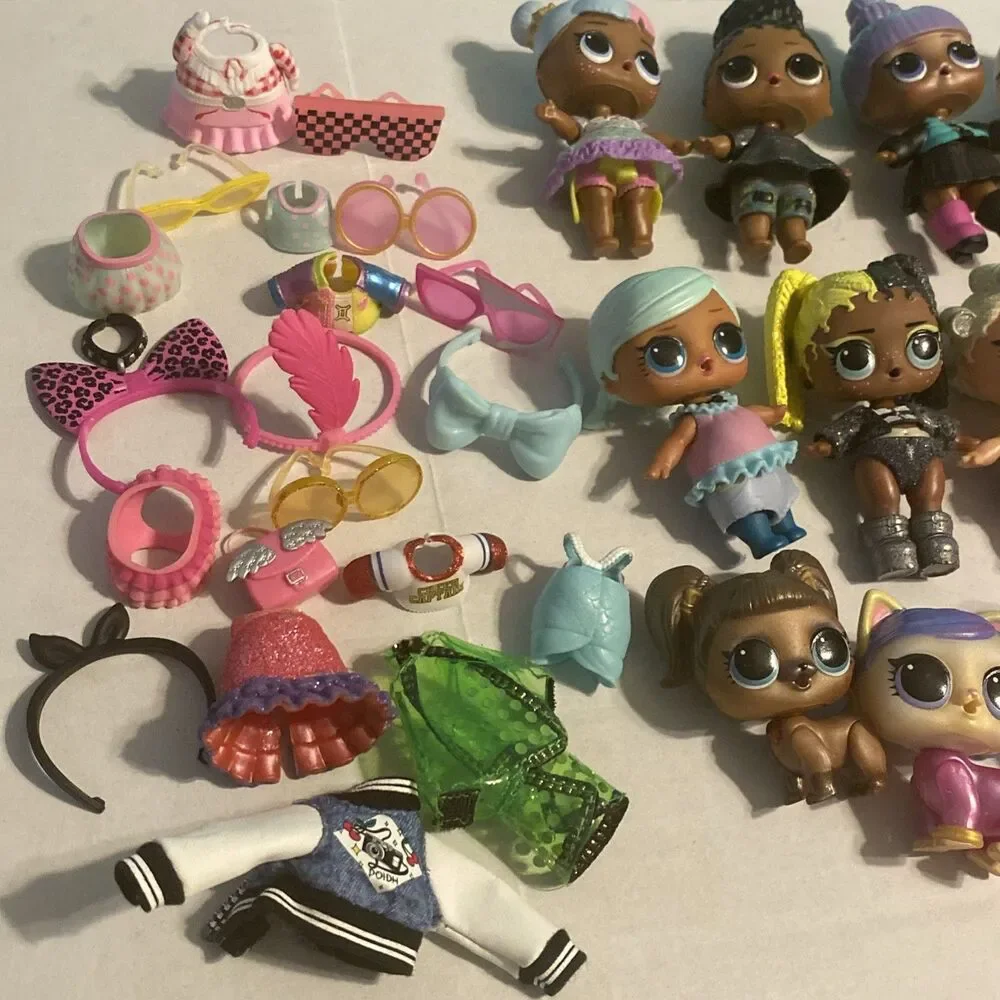LOL Surprise Dolls Lot 8 Dolls, 2 Babies, 3 pets, 21 Accessories Bundle GUC